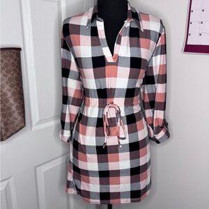 Chic Plaid Maternity Top with Waist Tie